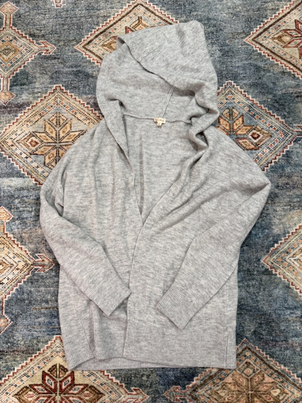 Hem & Thread Light‎ Gray Hooded Open Cardigan Sweater